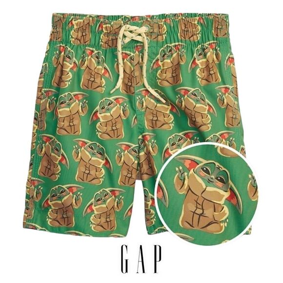 GAP Kids | Green | STAR WARS GROGU SWIM TRUNKS - Picture 1 of 6